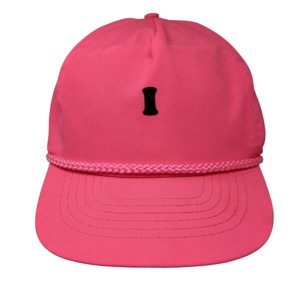 I Logo Slideback 5 Panel Cap Pink One Size Adjustable Rope San Sun Vintage - Picture 1 of 9